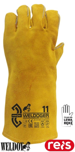 RĘKAWICE OCHRONNE SPAWALNICZE WELDOGER-L NA LEWĄ RĘKĘ SKÓRA BYDLĘCA