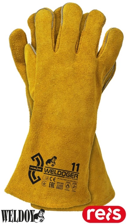 RĘKAWICE OCHRONNE SPAWALNICZE WELDOGER SKÓRA BYDLĘCA NICI Z KEVLARU