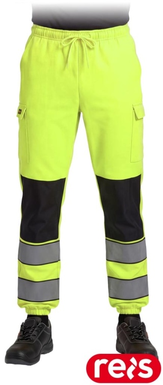 SPODNIE DRESOWE OSTRZEGAWCZE FLUO PASY ODBLASKOWE OCHRONNE DO PASA ŻÓŁTE