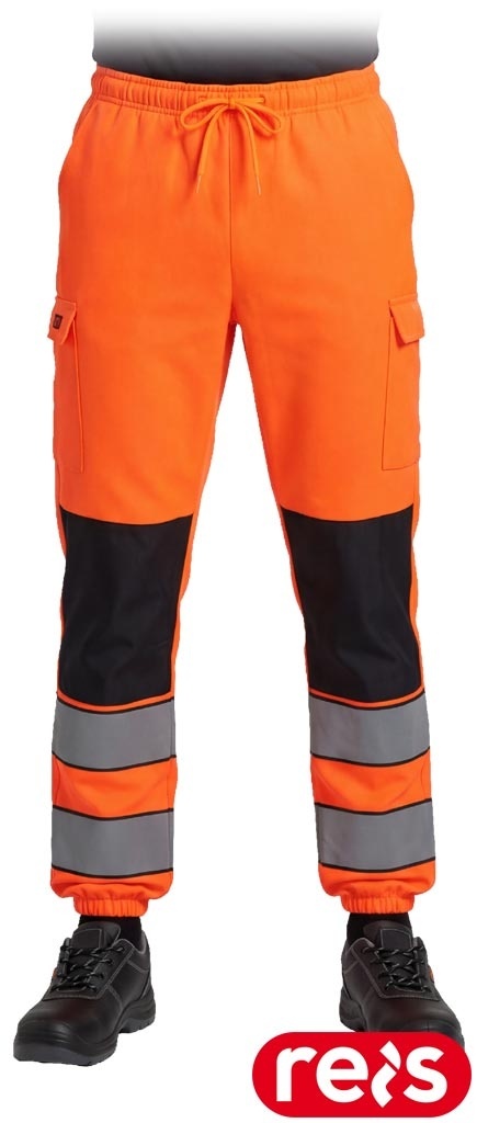 SPODNIE DRESOWE OSTRZEGAWCZE FLUO PASY ODBLASKOWE OCHRONNE DO PASA POMARAŃCZOWE