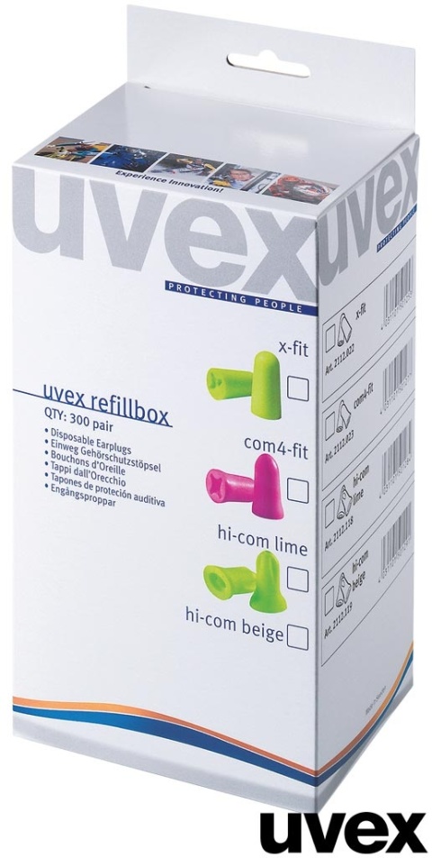 WKŁADKI PRZECIWHAŁASOWE UVEX X-FIT TECHNOLOGIA X-GRIP, SNR=37 dB 300PAR