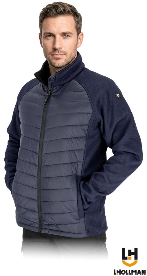 KURTKA PIKOWANA PRZEJŚCIOWA, OCHRONNA OCIEPLANA Z POLAREM, MĘSKA GRANATOWA