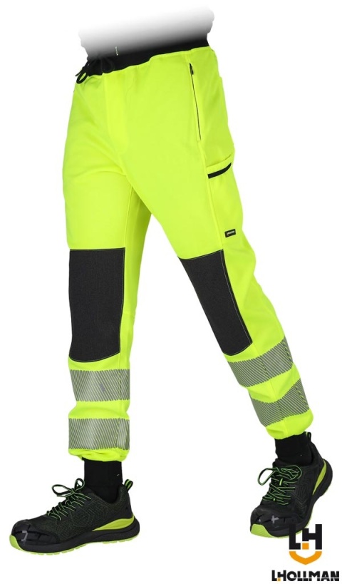 Spodnie dresowe ostrzegawcze fluo, pasy odblaskowe, rip-stop L