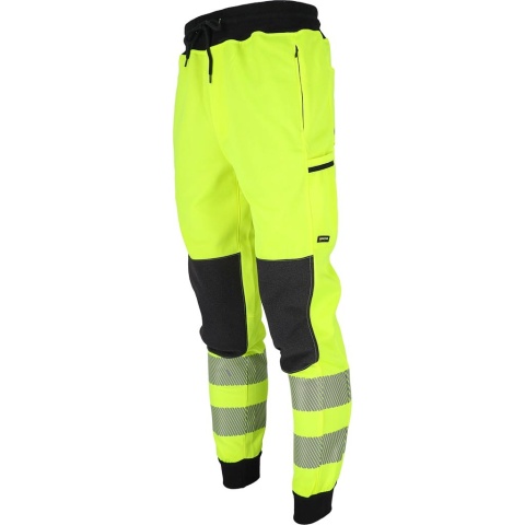 Spodnie dresowe ostrzegawcze fluo, pasy odblaskowe, rip-stop M
