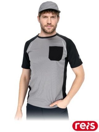 T-SHIRT - L - SZARO-CZARNY