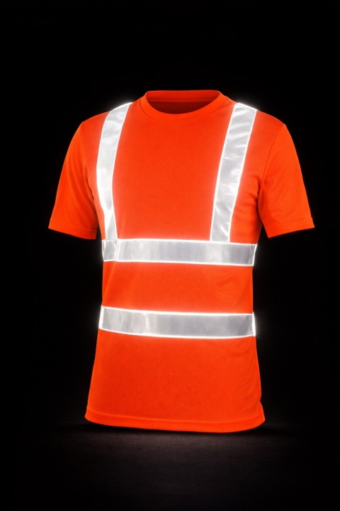 T-SHIRT OCHRONNY TSROUTE PASY ODBLASKOWE POMARAŃCZOWY