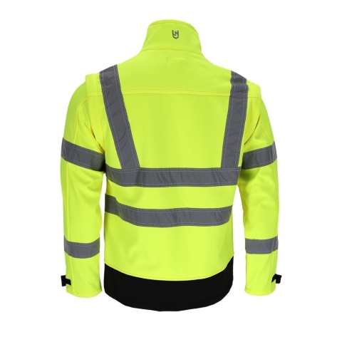 Kurtka robocza ostrzegawcza softshell, odpinane rękawy, kamizelka z odblaskami 2XL