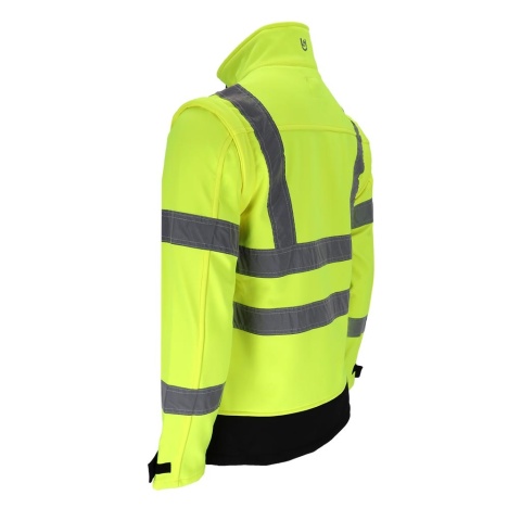 Kurtka robocza ostrzegawcza softshell, odpinane rękawy, kamizelka z odblaskami XL