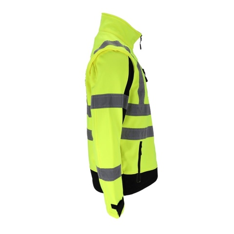 Kurtka robocza ostrzegawcza softshell, odpinane rękawy, kamizelka z odblaskami L