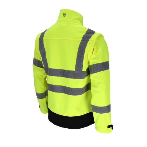 Kurtka robocza ostrzegawcza softshell, odpinane rękawy, kamizelka z odblaskami M