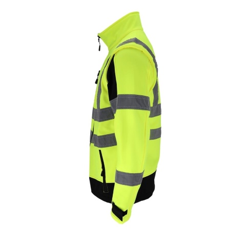Kurtka robocza ostrzegawcza softshell, odpinane rękawy, kamizelka z odblaskami XS