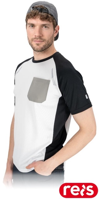 T-SHIRT Z SIATECZKI MĘSKI BIAŁO-CZARNY ODBLASKI