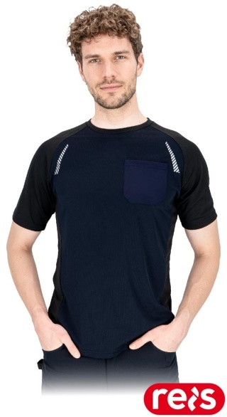 T-SHIRT Z SIATECZKI MĘSKI GRANATOWO-CZARNY, ODBLASKI