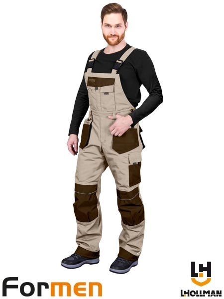 SPODNIE OCHRONNE OGRODNICZKI OCIEPLANE - 2XL - BEŻOWO-BRĄZOWO-CZARNY