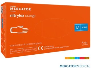 RĘKAWICE NITRYLOWE 8% VAT BEZPUDROWE NITRYLEX POMARAŃCZOWE 100SZT TEKSTURA NA PALCACH, MEDYCZNE, KOSMETYCZNE, FRYZJERSKIE, XL