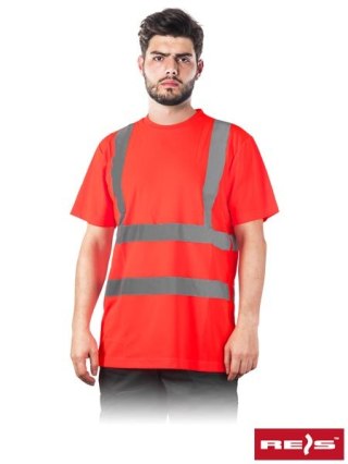 T-shirt ostrzegawczy męski – odblaskowy, EN ISO 20471 klasa 2, roboczy czerwony