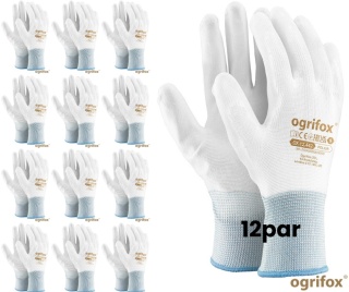 Rękawice robocze PU białe poliuretanowe 12 par precyzyjne cienkie OX-POLIUR