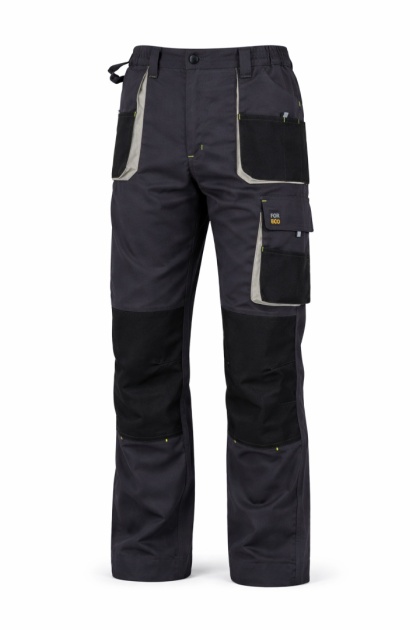 SPODNIE MONTERSKIE ROBOCZE Z KIESZENIAMI NA NAKOLANNIKI SZARO-CZARNE