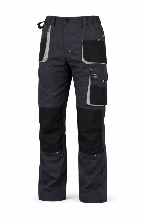 SPODNIE MONTERSKIE ROBOCZE Z KIESZENIAMI NA NAKOLANNIKI SZARO-CZARNE