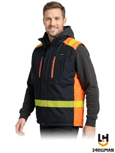 BEZRĘKAWNIK OCHRONNY OCIEPLANY - 2XL - GRANATOWO-POMARAŃCZOWY