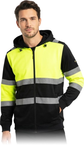 Bluza robocza SUNSET odblaskowa BHP z kapturem 300g fluorescencyjna suwak kieszenie