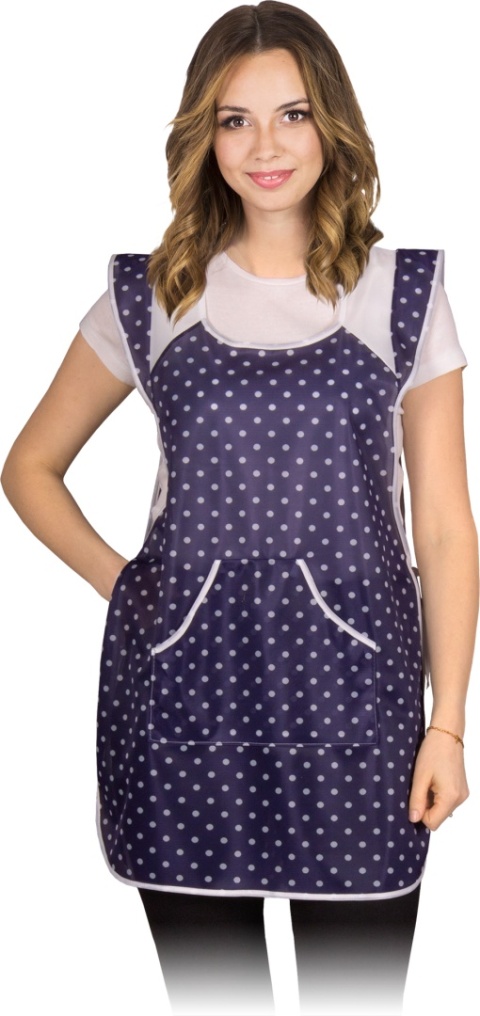 Fartuch ochronny stylonowy granatowo-biały uniwersalny przez głowę kieszeń regulowany