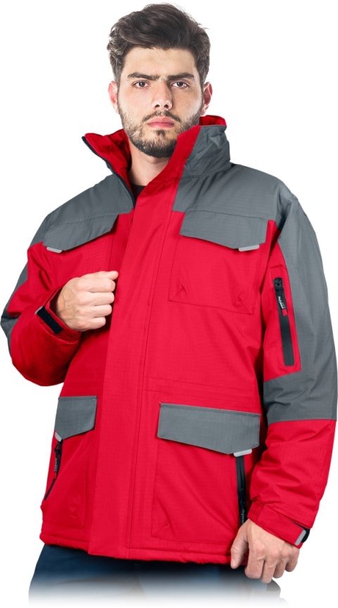 Kurtka robocza ocieplana BHP Win-Red, rip-stop męska kaptur wiatroodporna kieszenie regulowana