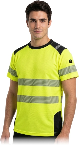 Koszulka odblaskowa TSVIS męska BHP siateczka oddychająca fluorescencyjna T-shirt roboczy żółto-czarna