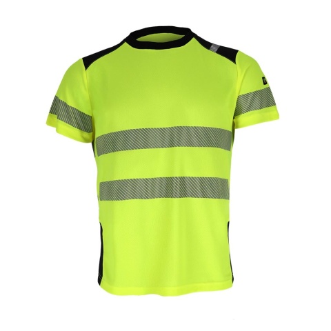 Koszulka odblaskowa TSVIS męska BHP siateczka oddychająca fluorescencyjna T-shirt roboczy pomarańczowo-czarna