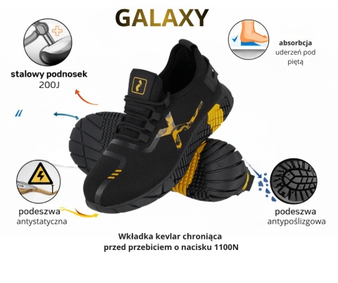BUTY BEZPIECZNE GALAXY, PÓŁBUTY ROBOCZE, S1 PL,
