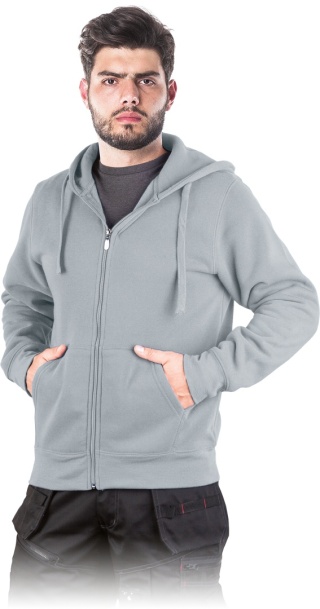 Bluza dresowa robocza SMOKER męska – z kapturem, zapinana, 260 g/m², do pracy i na co dzień jasnoszara