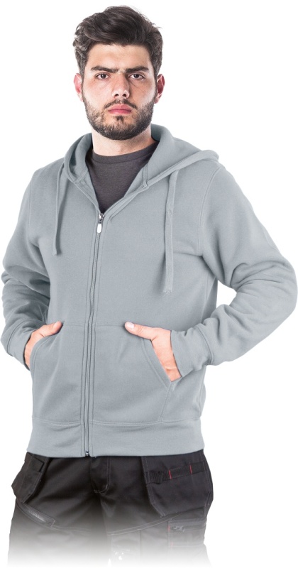 Bluza dresowa robocza SMOKER męska – z kapturem, zapinana, 260 g/m², do pracy i na co dzień jasnoszara