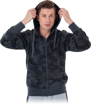 Bluza dresowa robocza SMOKER męska – z kapturem, zapinana, 260 g/m², do pracy i na co dzień moro