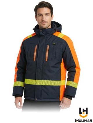 KURTKA OCHRONNA OCIEPLANA - 3XL - GRANATOWO-POMARAŃCZOWY