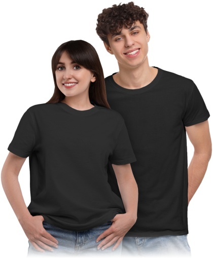 T-shirt bawełniany single jersey, 180 g/m², pod nadruk, codzienny czarny