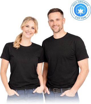 T-shirt bawełna organiczna, 180 g/m², pod nadruk, codzienny, czarny