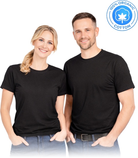 T-shirt bawełna organiczna, 180 g/m², pod nadruk, codzienny, czarny