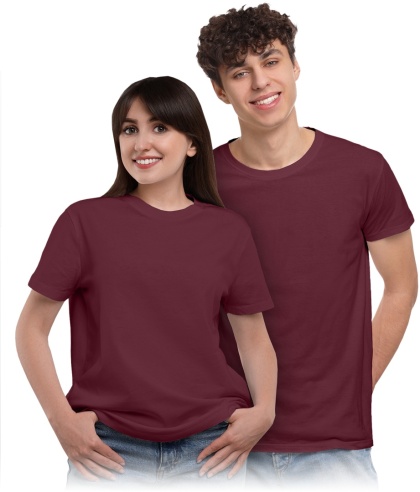 T-shirt bawełniany single jersey, 180 g/m², pod nadruk, codzienny czerwony bordo