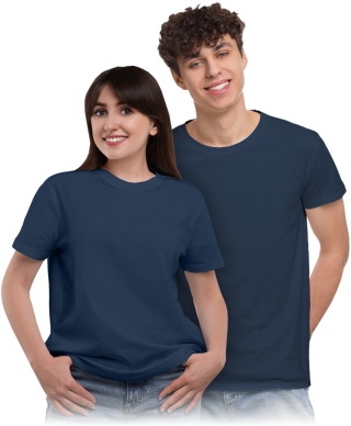 T-shirt bawełniany single jersey, 180 g/m², pod nadruk, codzienny granatowy