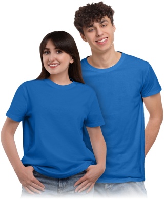 T-shirt bawełniany single jersey, 180 g/m², pod nadruk, codzienny niebieski