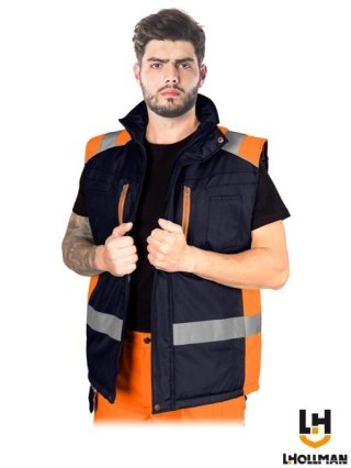 BEZRĘKAWNIK OCHRONNY OCIEPLANY - 2XL - GRANATOWO-POMARAŃCZOWY