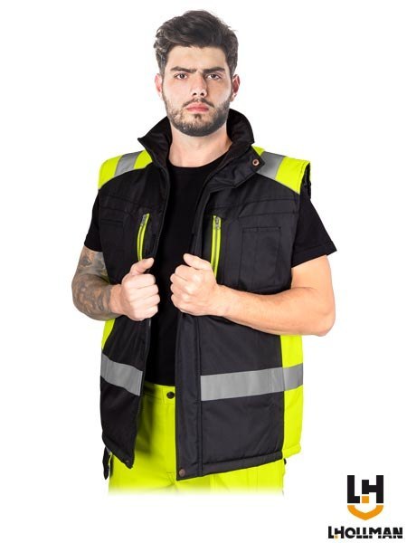 BEZRĘKAWNIK OCHRONNY OCIEPLANY - XL - CZARNO-SELEDYNOWY