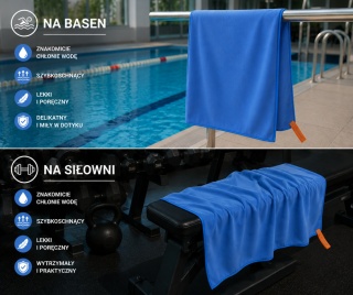 Ręcznik Sportowy z Mikrofibry Szybkoschnący Na Basen Siłownię Lekki 80x150 cm niebieski
