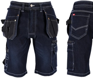 Spodenki robocze jeansowe, denim, elastyczne Cordura monterskie krótkie BHP 2XL