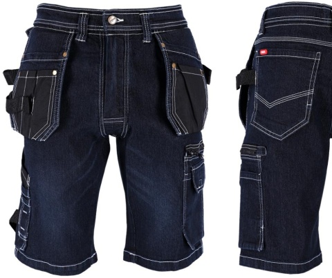 Spodenki robocze jeansowe, denim, elastyczne Cordura monterskie krótkie BHP 2XL