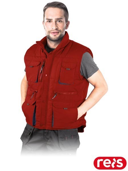 BEZRĘKAWNIK OCHRONNY OCIEPLANY - 2XL - CZERWONO-GRANATOWY