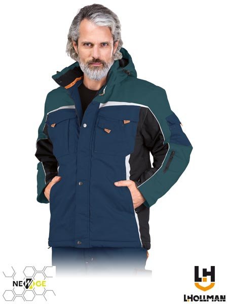 KURTKA OCHRONNA OCIEPLANA - 3XL - GRANATOWO-CZARNO-POMARAŃCZOWY