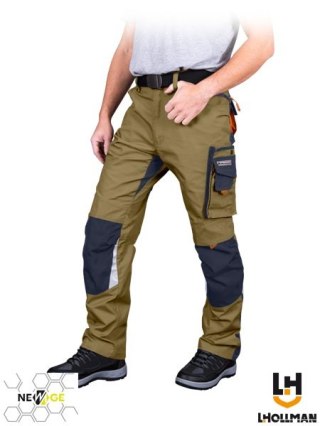 SPODNIE OCHRONNE DO PASA - 46 - KHAKI-GRANATOWO-POMARAŃCZOWY