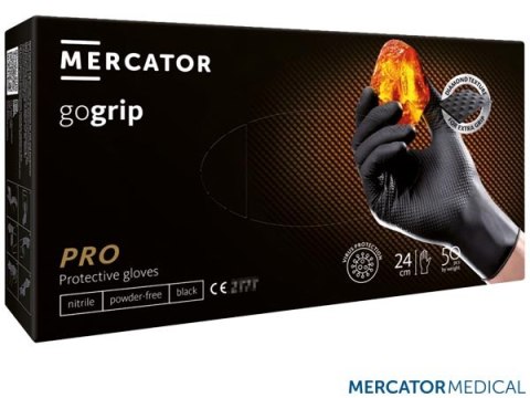 RĘKAWICE NITRYLOWE - XL - CZARNY PGRIPGO BEZPUDROWE 50SZT
