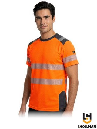 T-SHIRT O INTENSYWNEJ WIDZIALNOŚCI - L - POMARAŃCZOWO-CZARNY